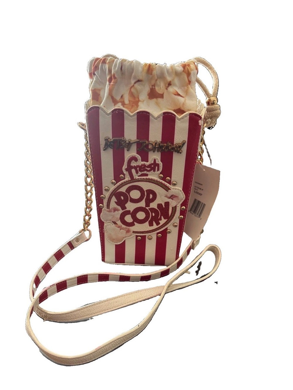 Betsey Johnson Red & White Popcorn Box Crossbody Bag